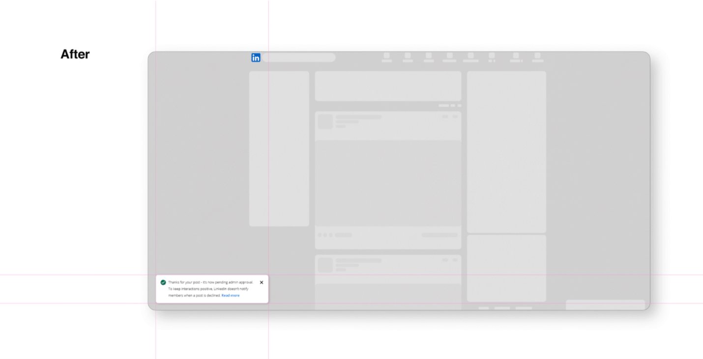 After — LinkedIn full desktop view showing the improved, transparent notification
