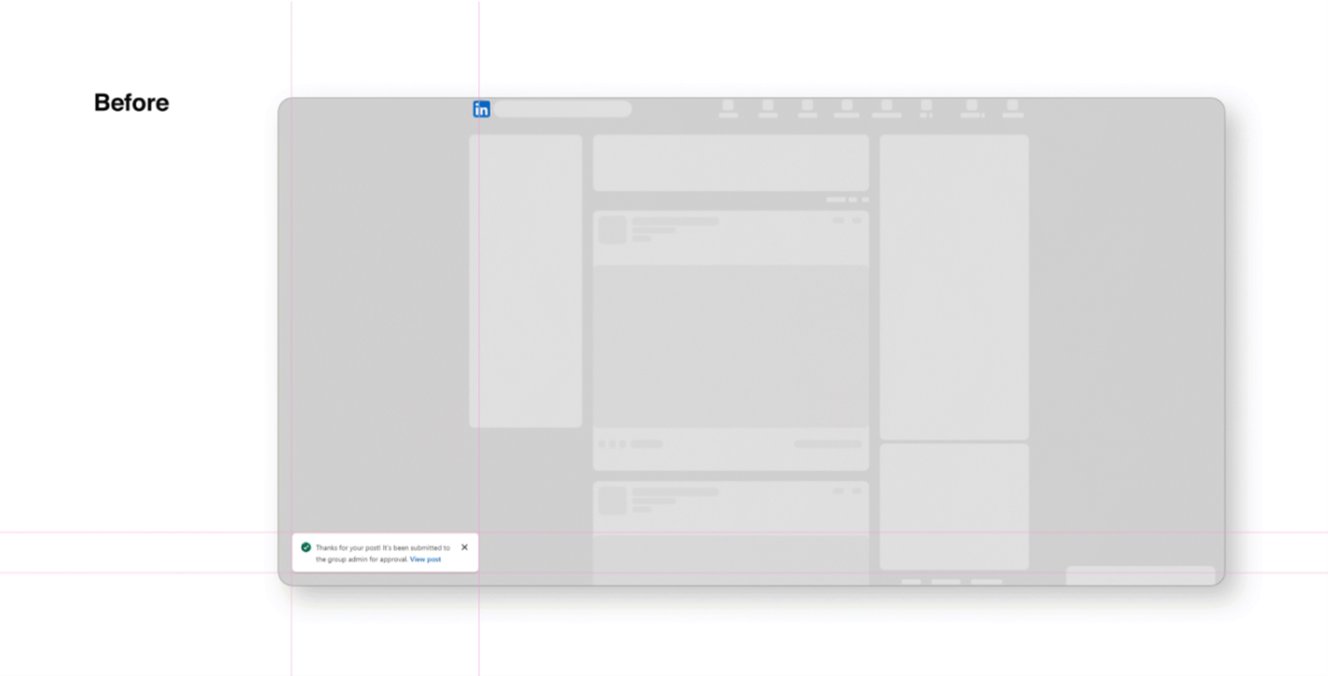 Before — LinkedIn full desktop view showing the original notification